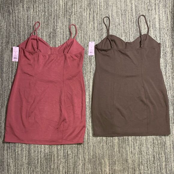 Brand New Lot of 2‎ Wild Fable Women L Maroon Brown Corset Mini Sleeveless Dress - Picture 1 of 7
